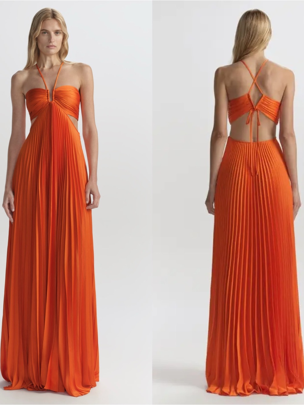 A.L.C. Moira Pleated Maxi Dress- Persimmon